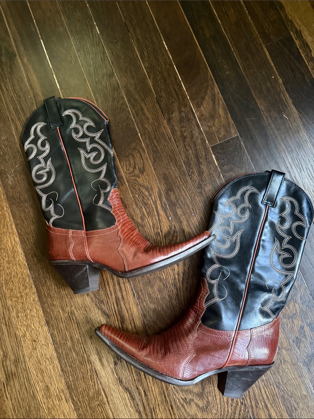 Women’s Leather Brazilian Brown & Black Over Calf Western Cowboy Boots 9 - Picture 6 of 9